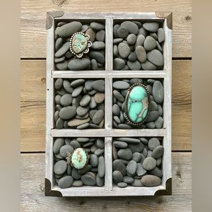 Sterling silver & natural turquoise handmade statement rings